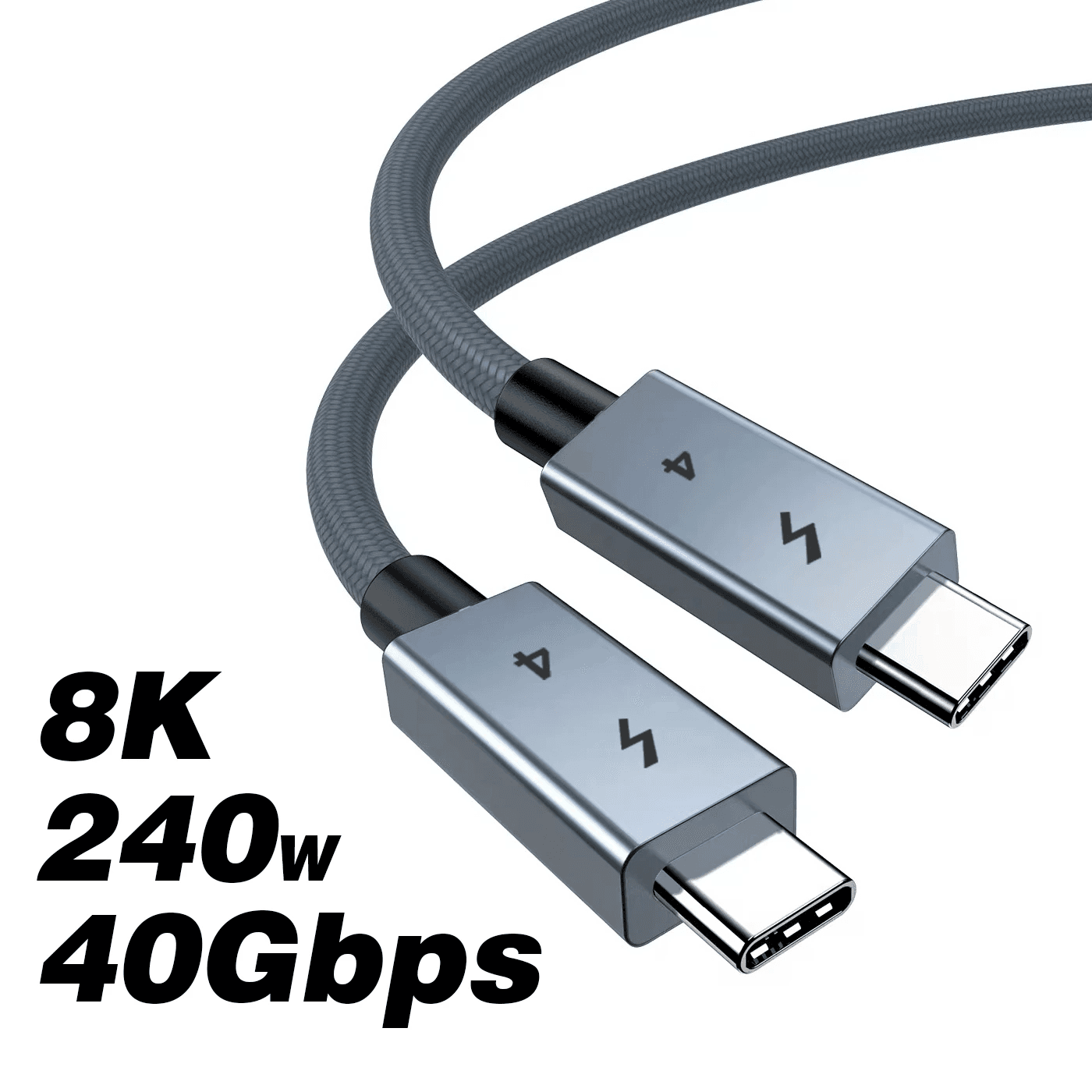 USB4 Thunderbolt 4 USB C Cable 40Gbps 240W PD 8K Type C to C Braided Lead