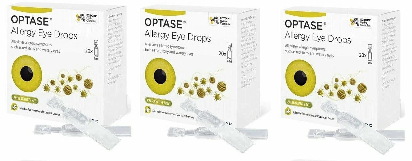 3x Optase Hayfever eye drops for Red itchy watery eyes conjunctivitis allergies 