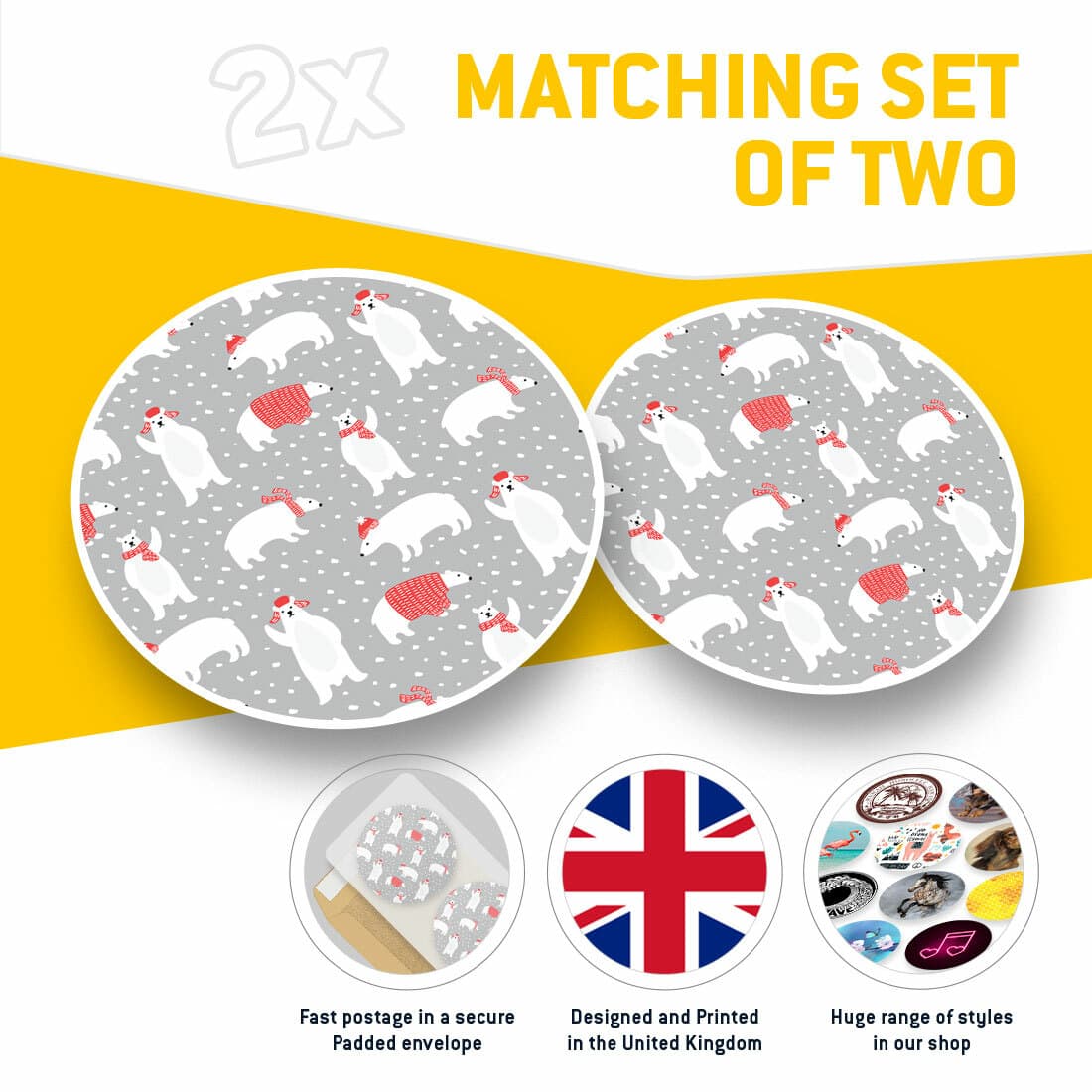 2 x Vinyl Stickers 20cm - Cute Polar Bear Animal Xmas Cool Gift #3809 view 2