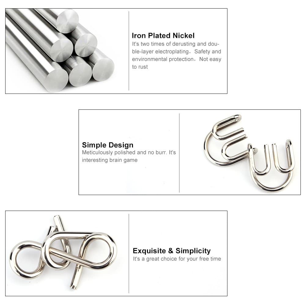 20pcs Metal Wire Puzzles Set IQ Puzzle Mind Brain Teasers Training Educatio BL view 2