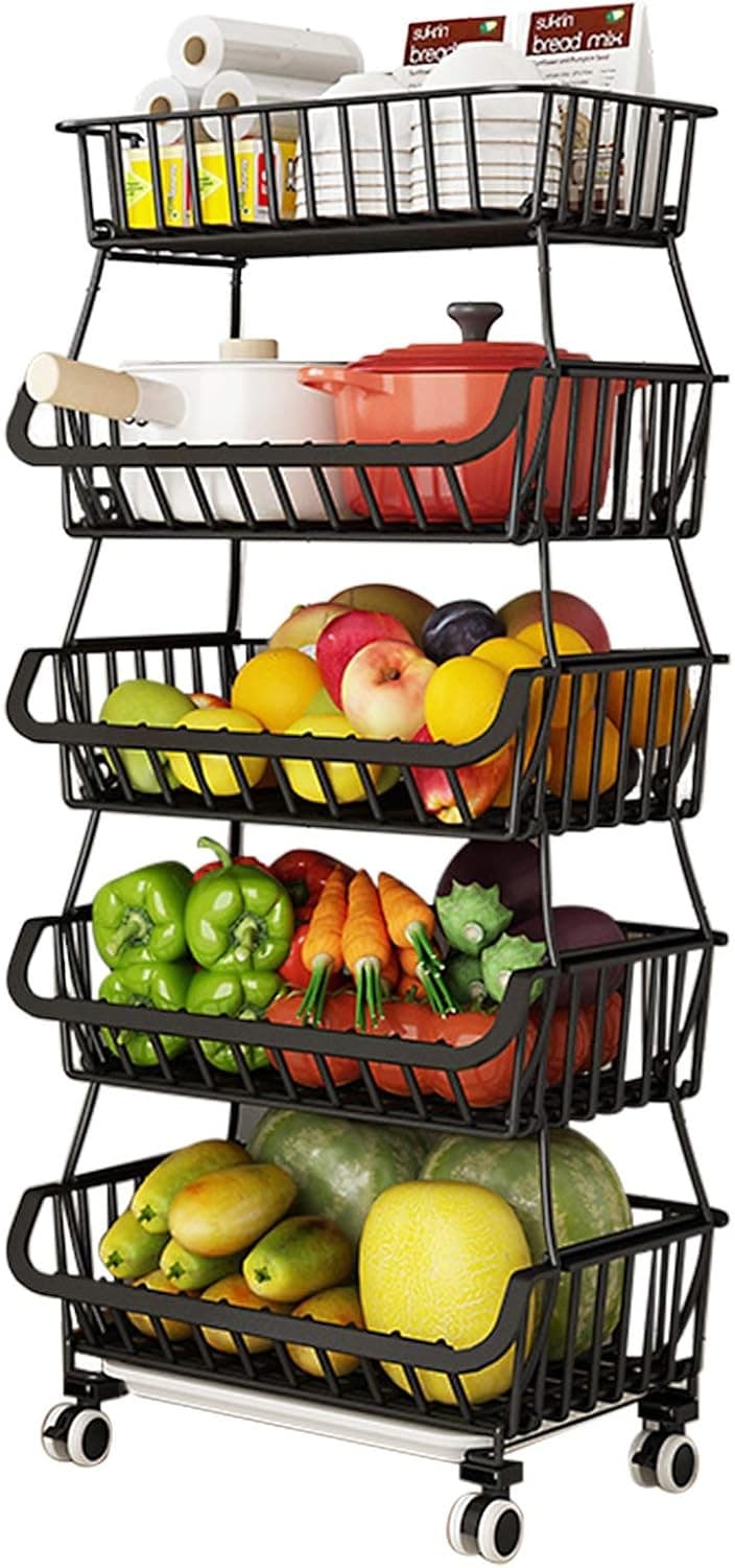 BRIAN and DANY 5 Tier Vegetable Storage Rack| Stackable Fruit Vegetable Stand wit
