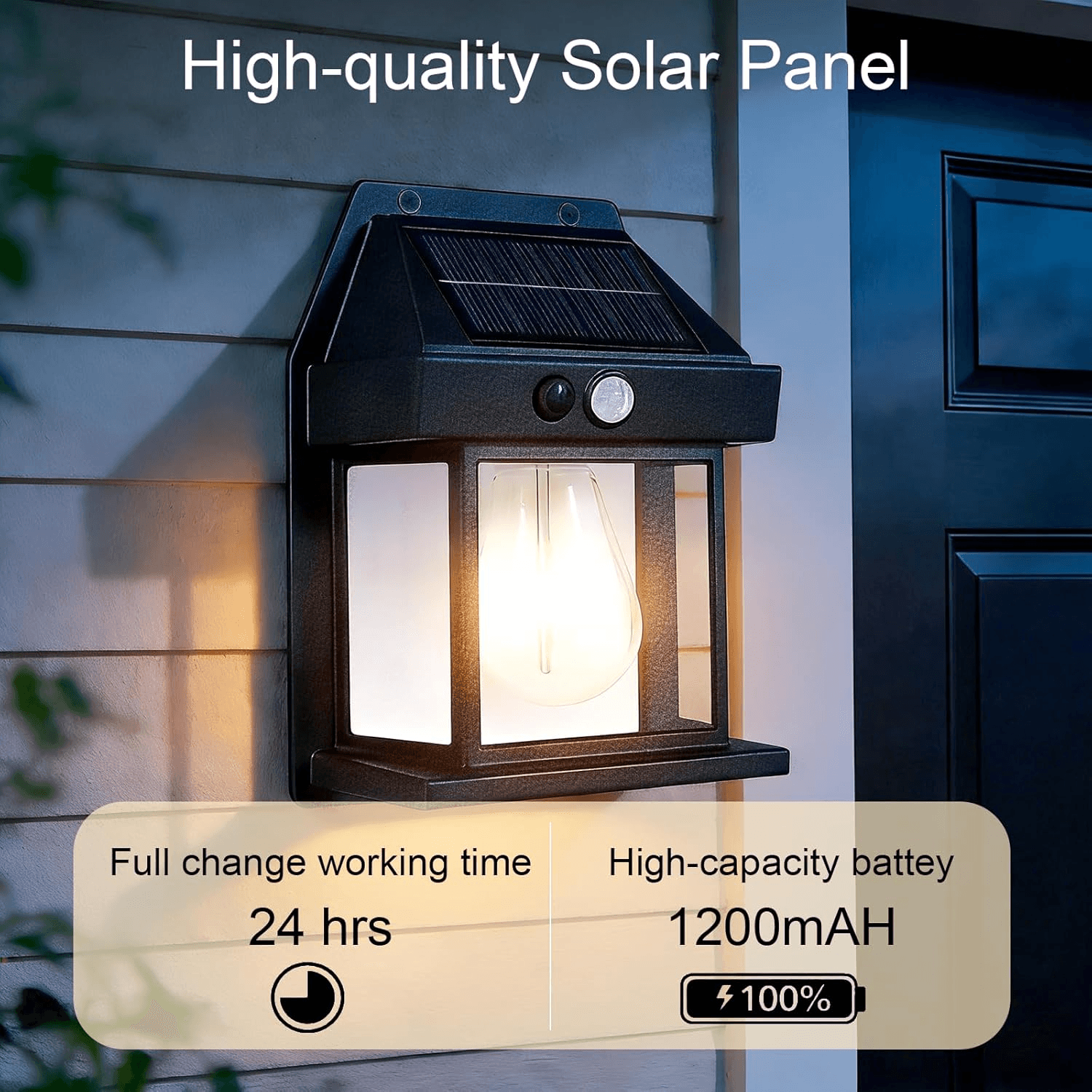 Solar Lights Outdoor| 2 Pack Waterproof Wall Lantern with Motion Sensor and 3 Mode view 2