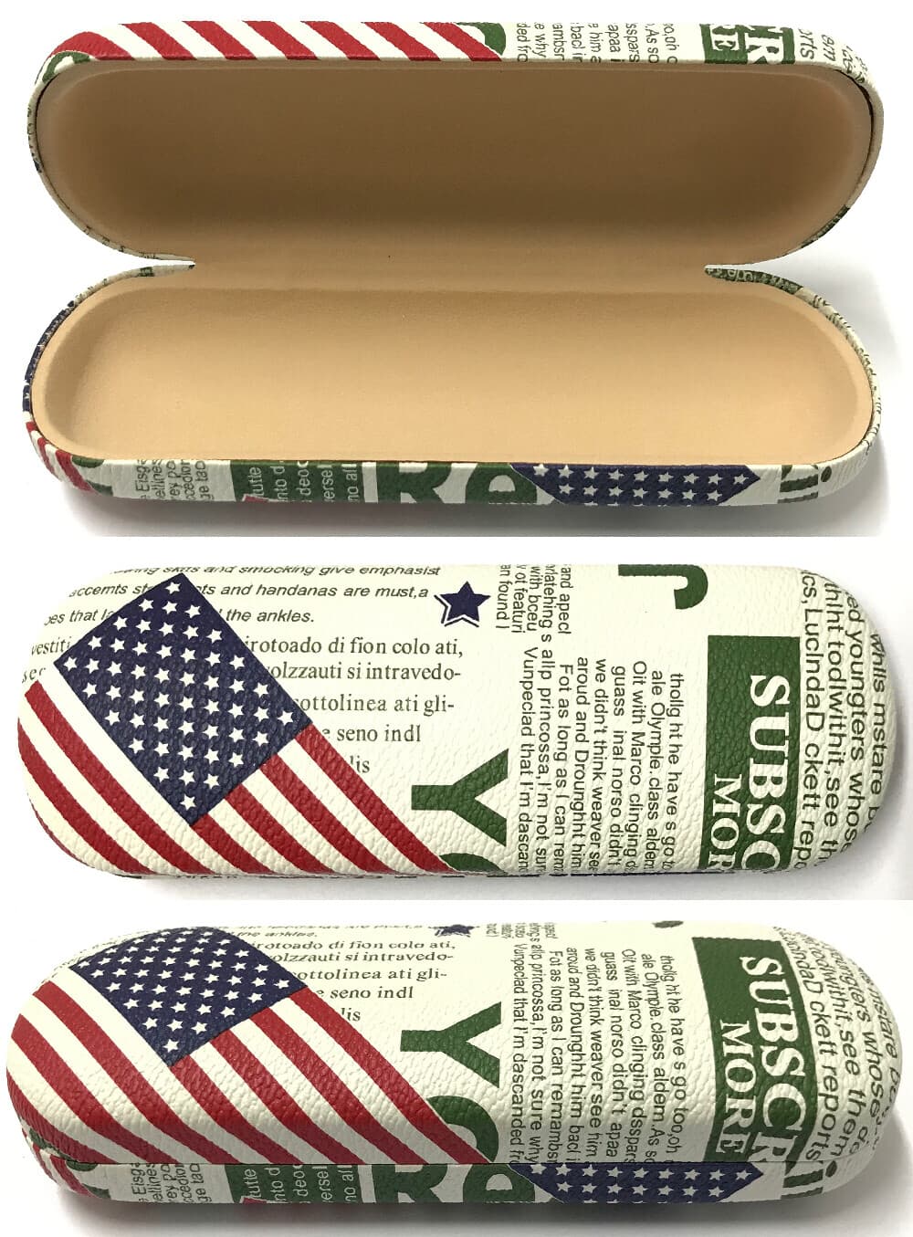 C31-1 Magazine Newspaper Design Style/Reading Glasses Hard Case/USA Flag Pattern