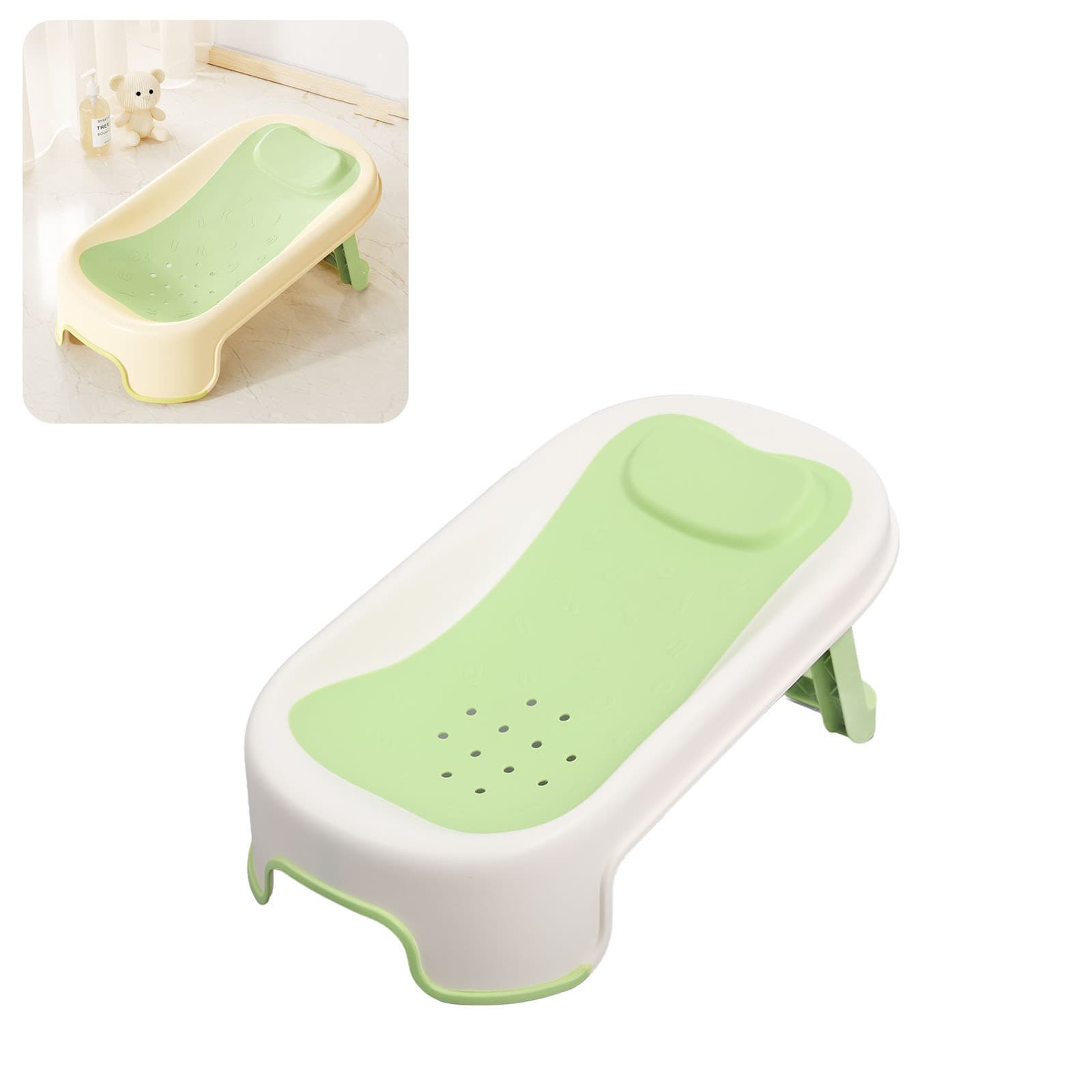 Green Baby Bather With Mesh Holes Non Slip Infant Bathtub Support Newborn S SG