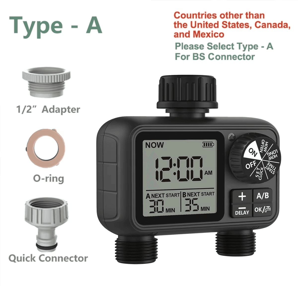 Newest 2-Outlet Digital Water Timer Independent Programming Control Adjustable S