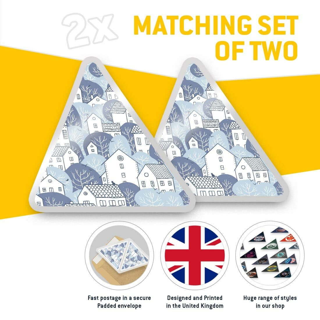 2 x Triangle Stickers  7.5cm - Pretty Tree House Pattern Cute Home  #24325 view 2