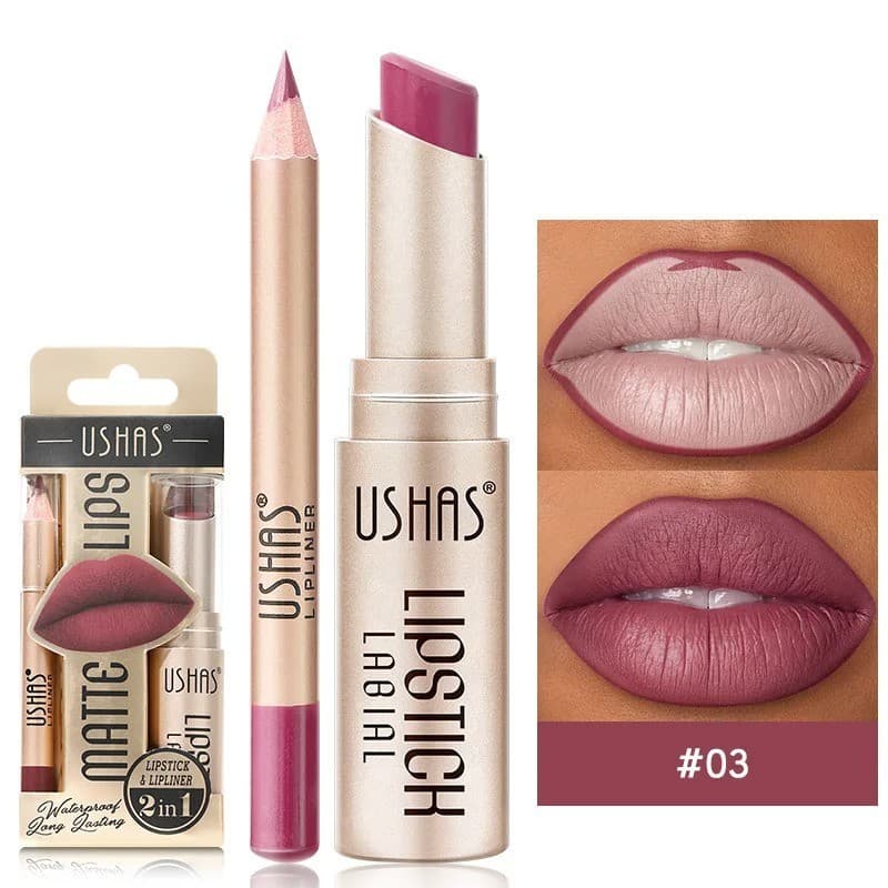 12 Colors Matte Lipstick and Lip Liner Set Waterproof High Pigment Slim Pencil