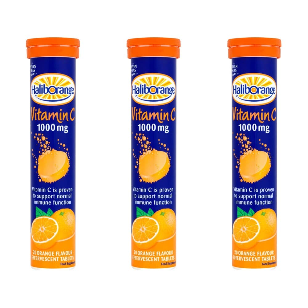 Haliborange Effervescent Vitamin C Tablets Orange Flavor 20 Tablets x 3
