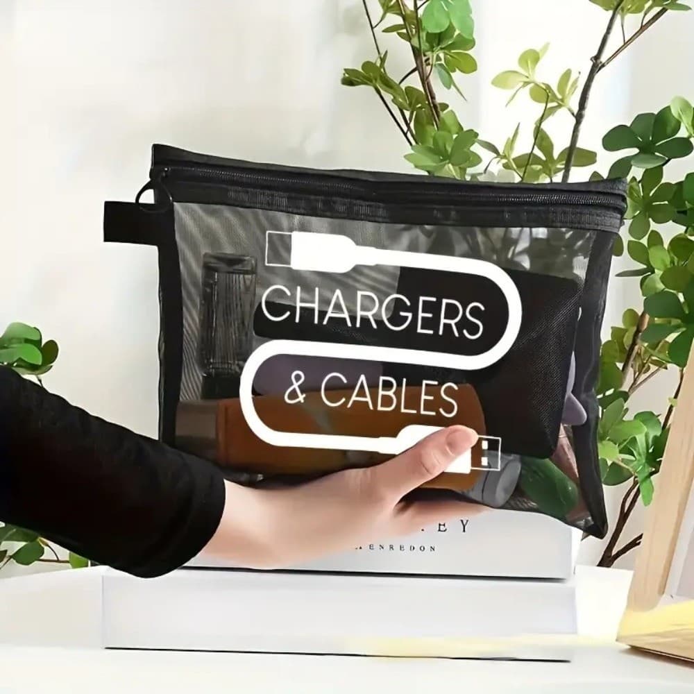 Print Design Cable Organizer Bag Canvas Cosmetic Organizer  Travel Use