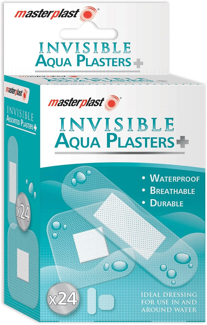 Invisible Assorted Aqua Plasters| Flexible| Durable| (Pack of 24)| Clear