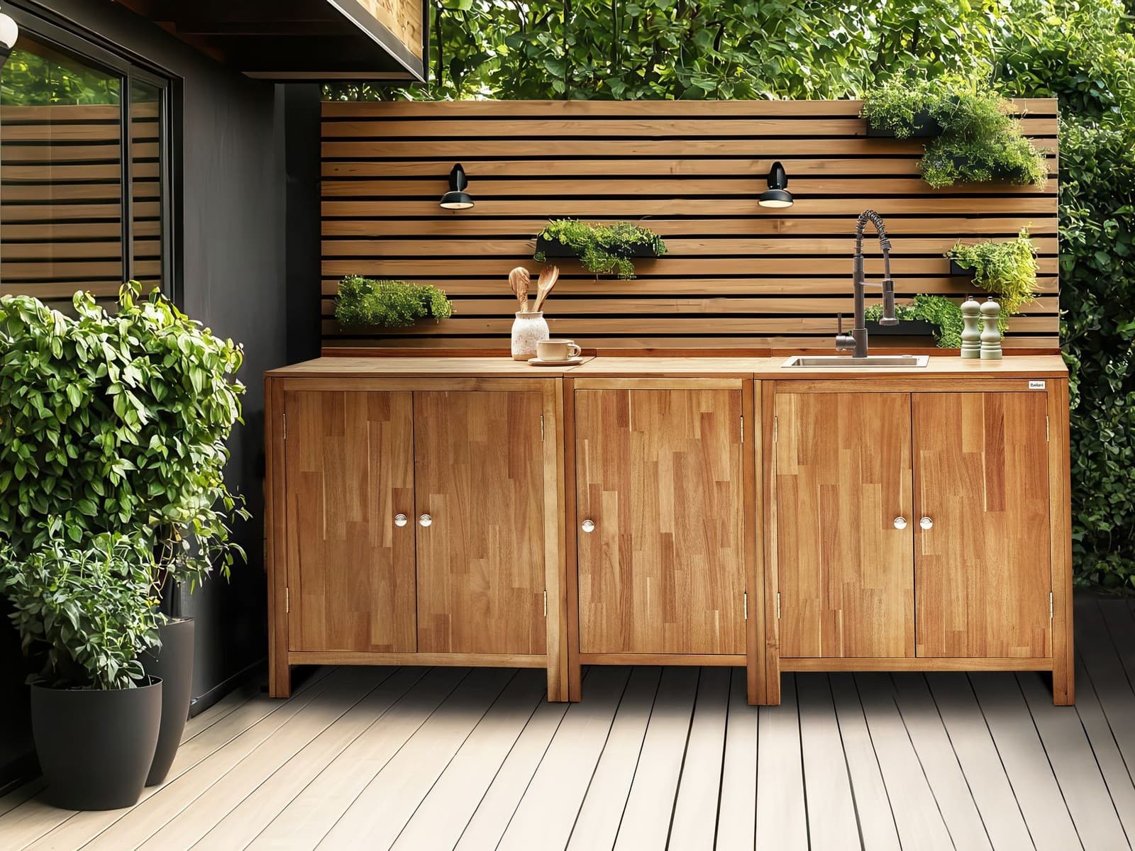Outdoor Kitchen Cabinet VENOSA Acacia Wood 80 cm 50 cm Brown view 2