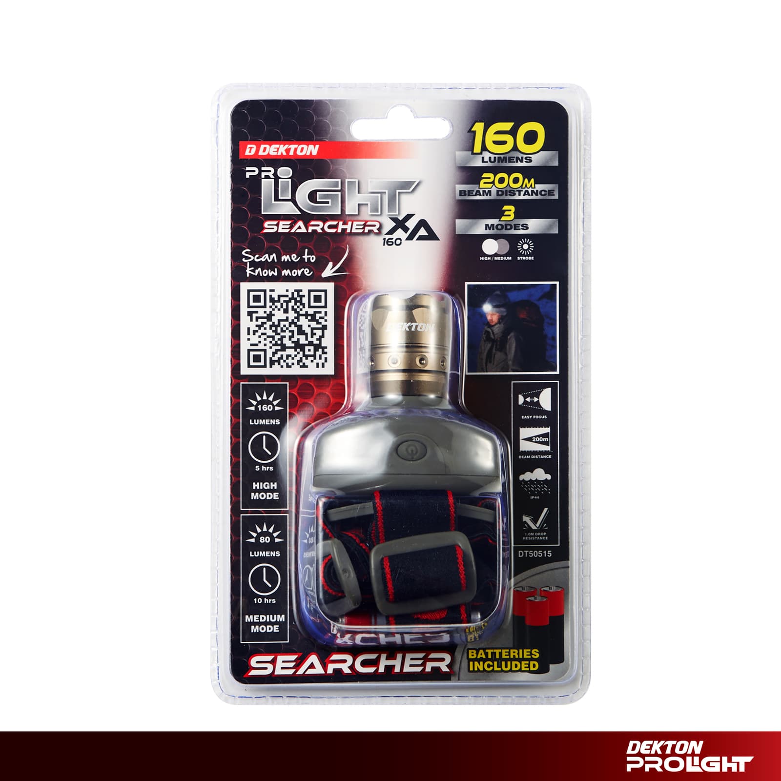 Dekton Searcher COB LED Head Light Torch Headlamp 160 Lumens 200M and Lamp Work view 2