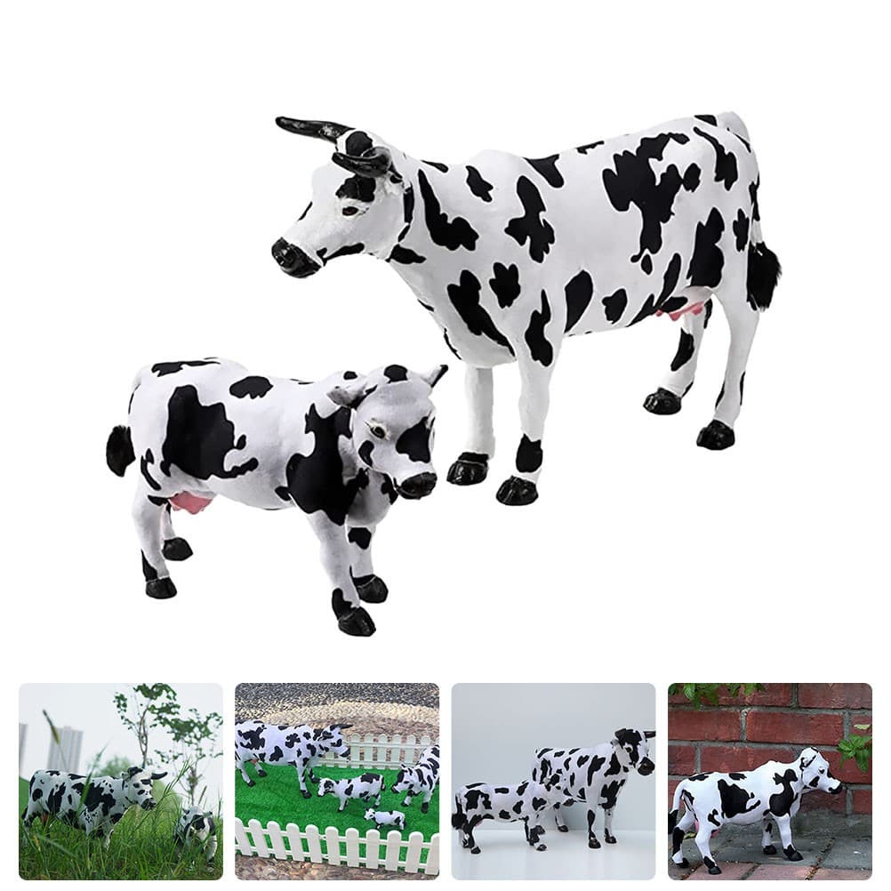 2 Pcs Cow Ornaments for The Home Decorative Statue Decoration Garden