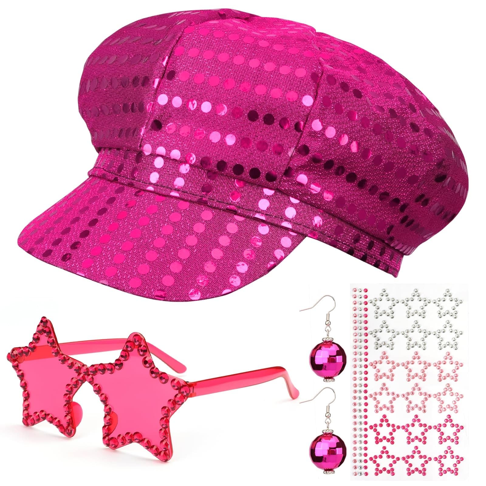 Dazzroi 4Pcs Rose Red Abba Accessories for Women| Retro One Size,