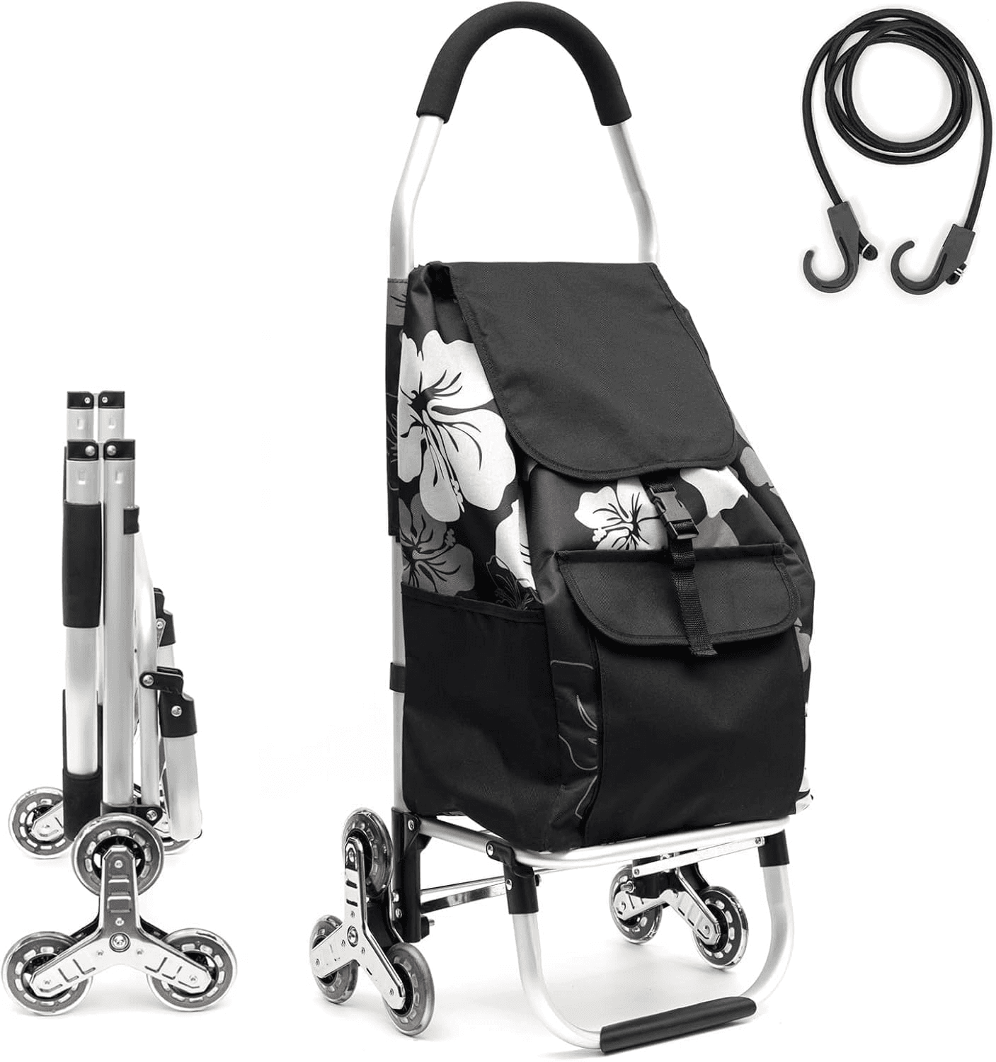 Folding Shopping Trolley 6 Wheel Stair Climber Cart 45L 50kg Flower Bag