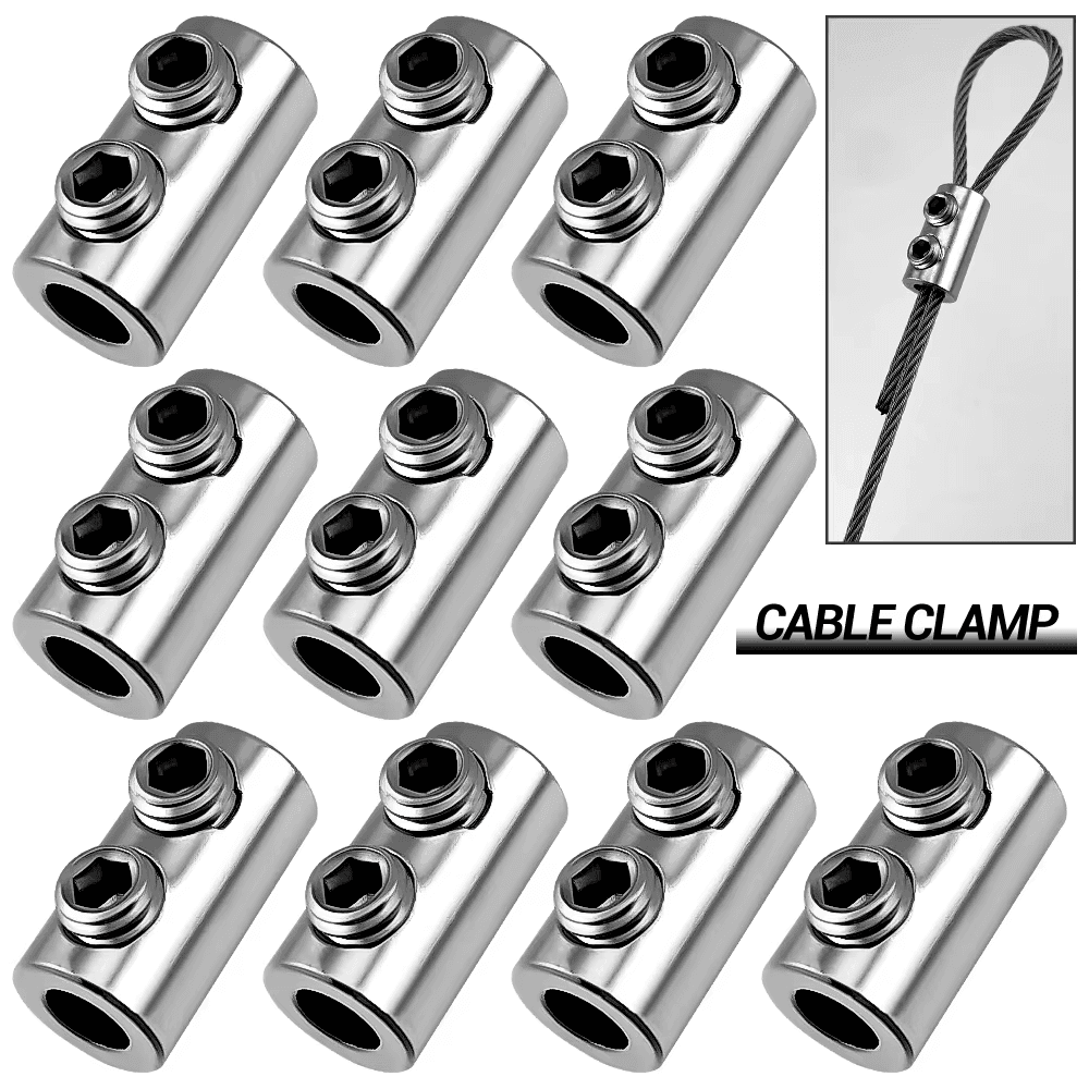 5/10/20/50/100Pcs 1.5/2/3Mm Steel Wire Rope Cable Clamp Metal Copper Clips UK