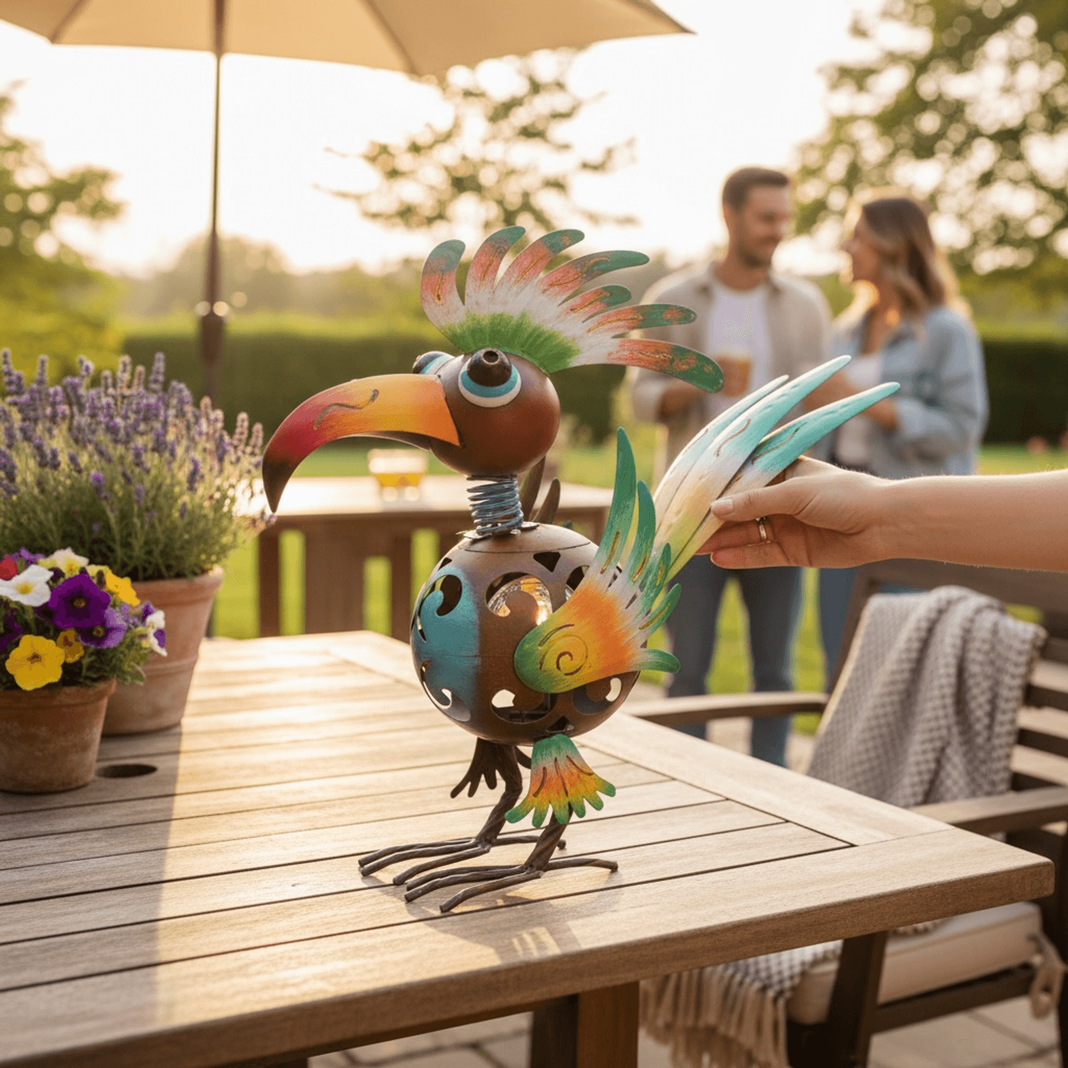 Home and Garden Decor / Exotic Creatures Hand Painted Crested Large Wacky bird