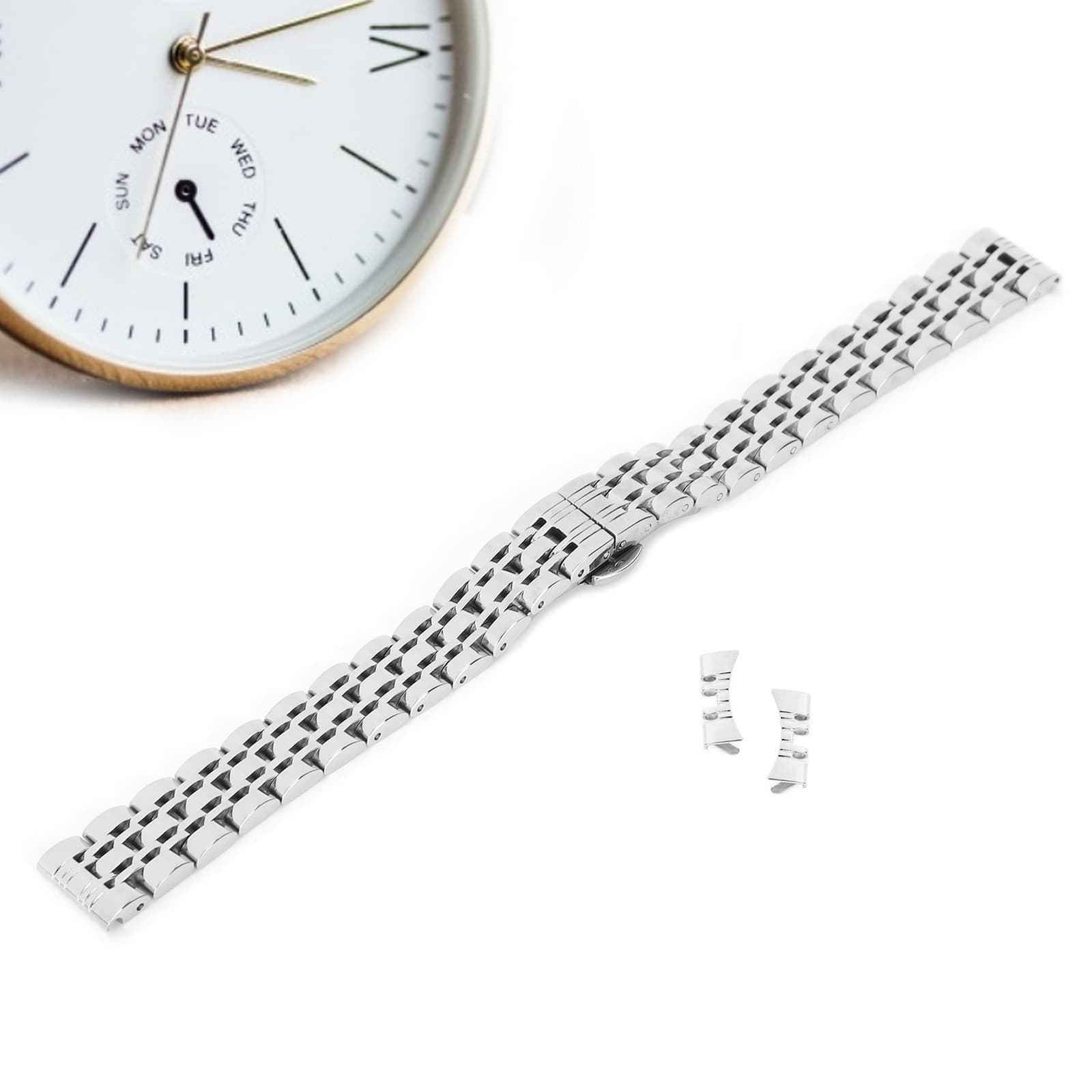 14mm Watch Band Stainless Steel Watch Strap Watch Band Strap AccessorySilver