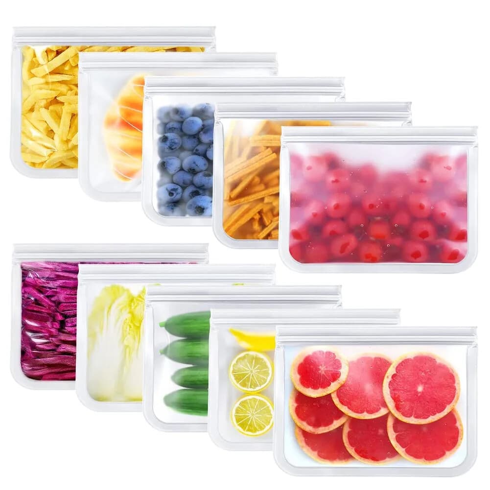 Reusable Silicone Food Storage Bags | Leakproof Freezer Zip Lock | S M L
