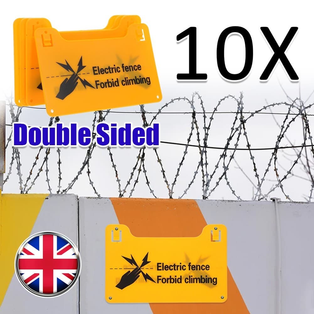10x Warning Electric Fence Sign Printed both sides equestrian farm cattle horse-