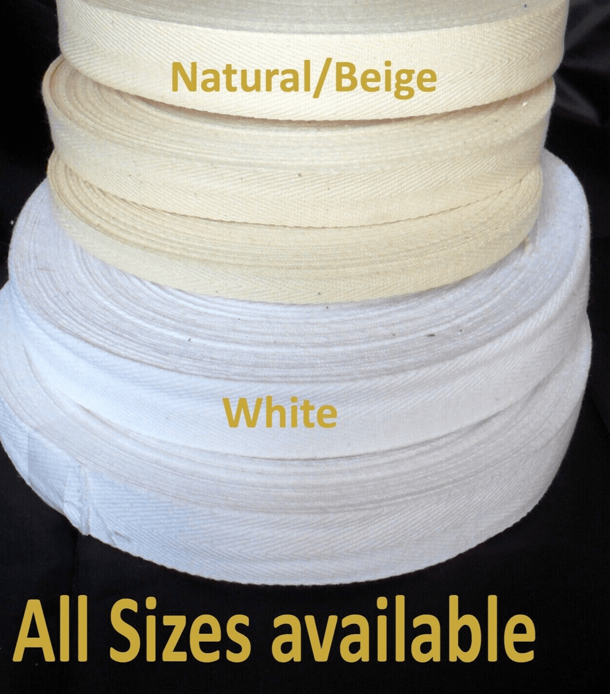 COTTON HERRINGBONE APRON TAPE Beige ,White( CHOICE OF COLOUR and SIZES )