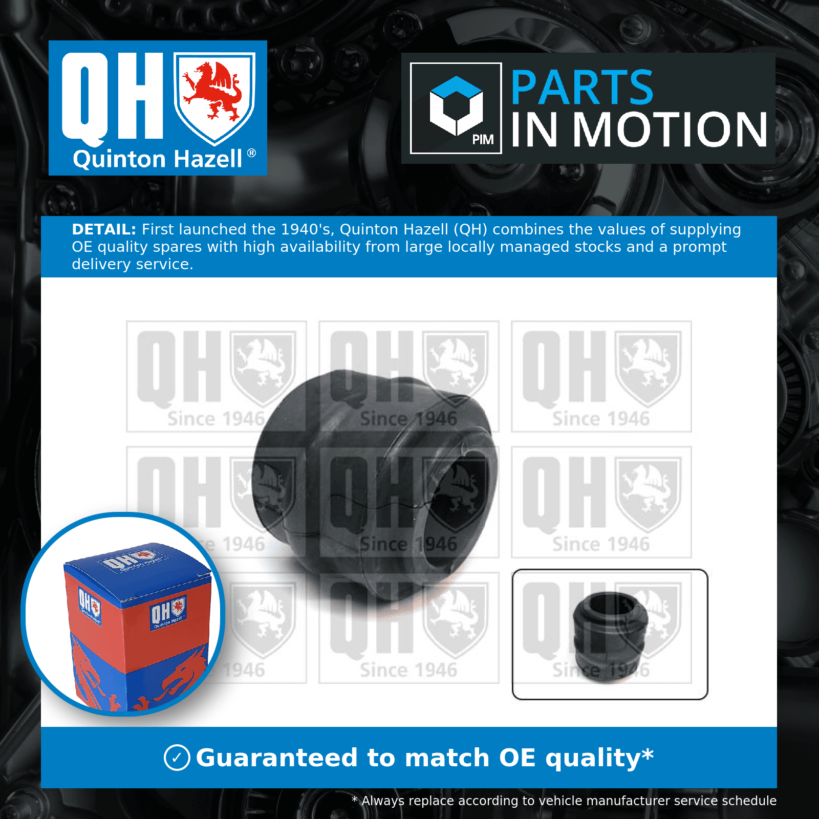 Anti Roll Bar Bush Front EMB7377 Quinton Hazell Suspension 04782684AA 04782684AB