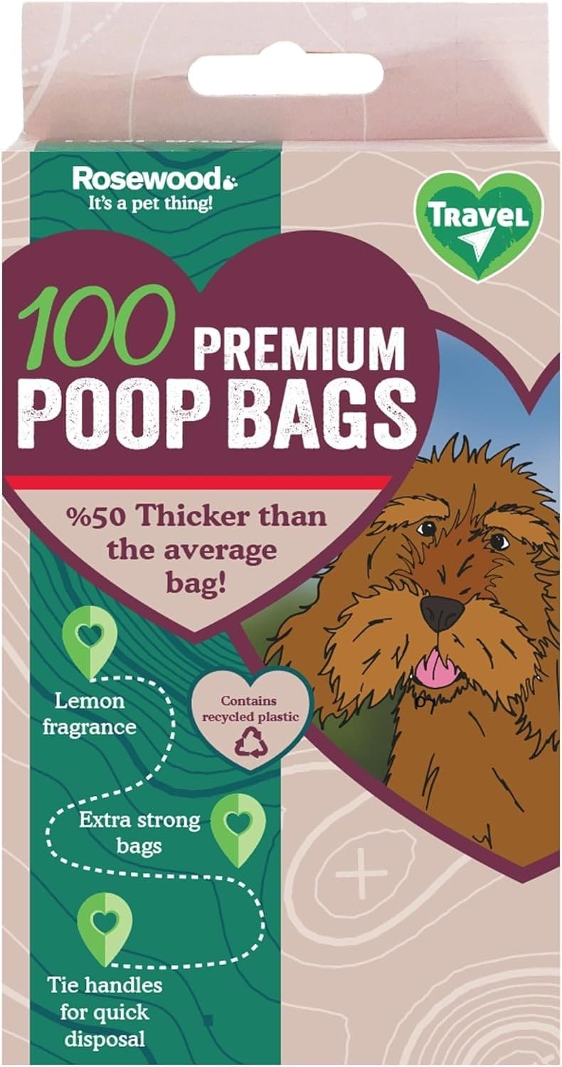 Rosewood Dog Poo Bags with Handles - 100 Easy Clean-Up Poop Bags| Loose Packe...
