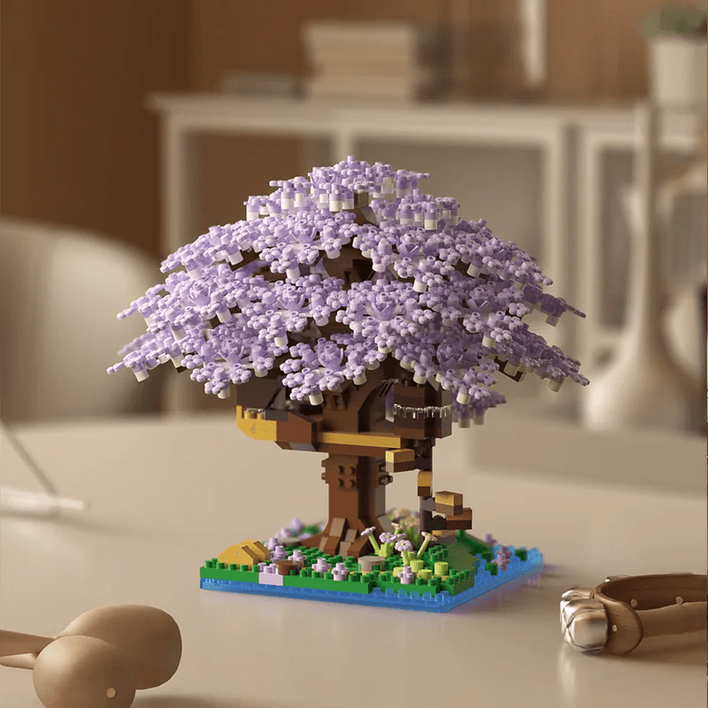 Pink Cherry Tree House Building Micro-Particle Building Block Classic Model Girl