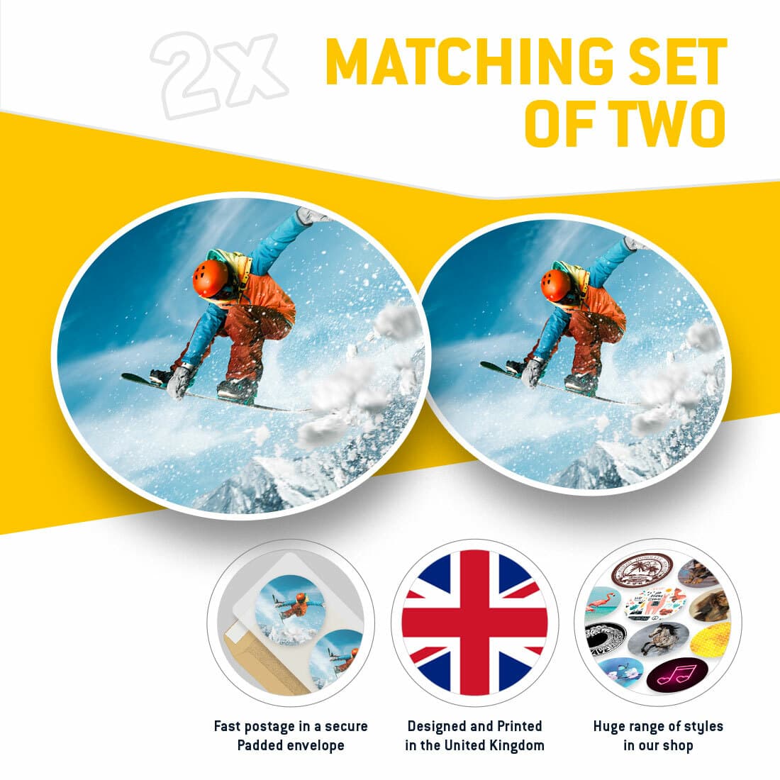 2 x Vinyl Stickers 25cm - Snowboard Jump Mountains Snow Cool Gift #12455 view 2