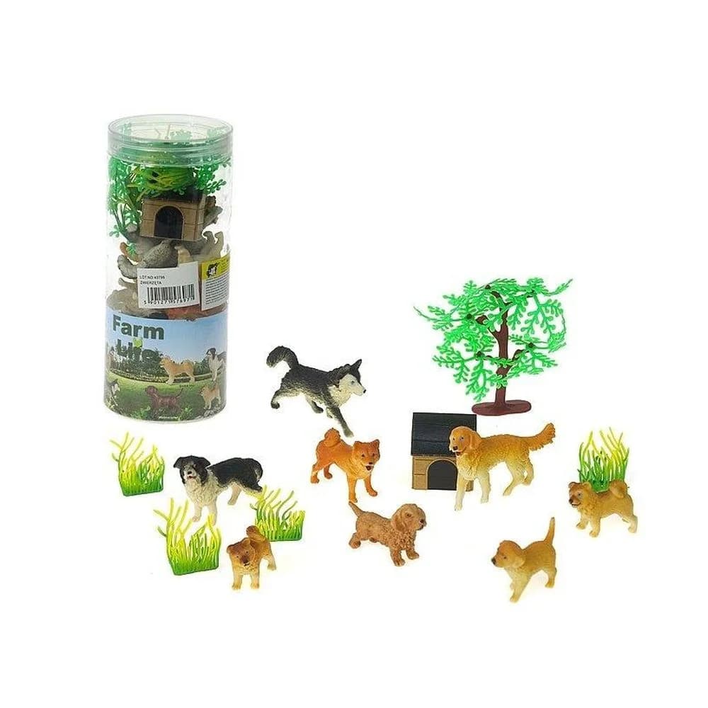 Dogs With Kennel And Accessories Figurine