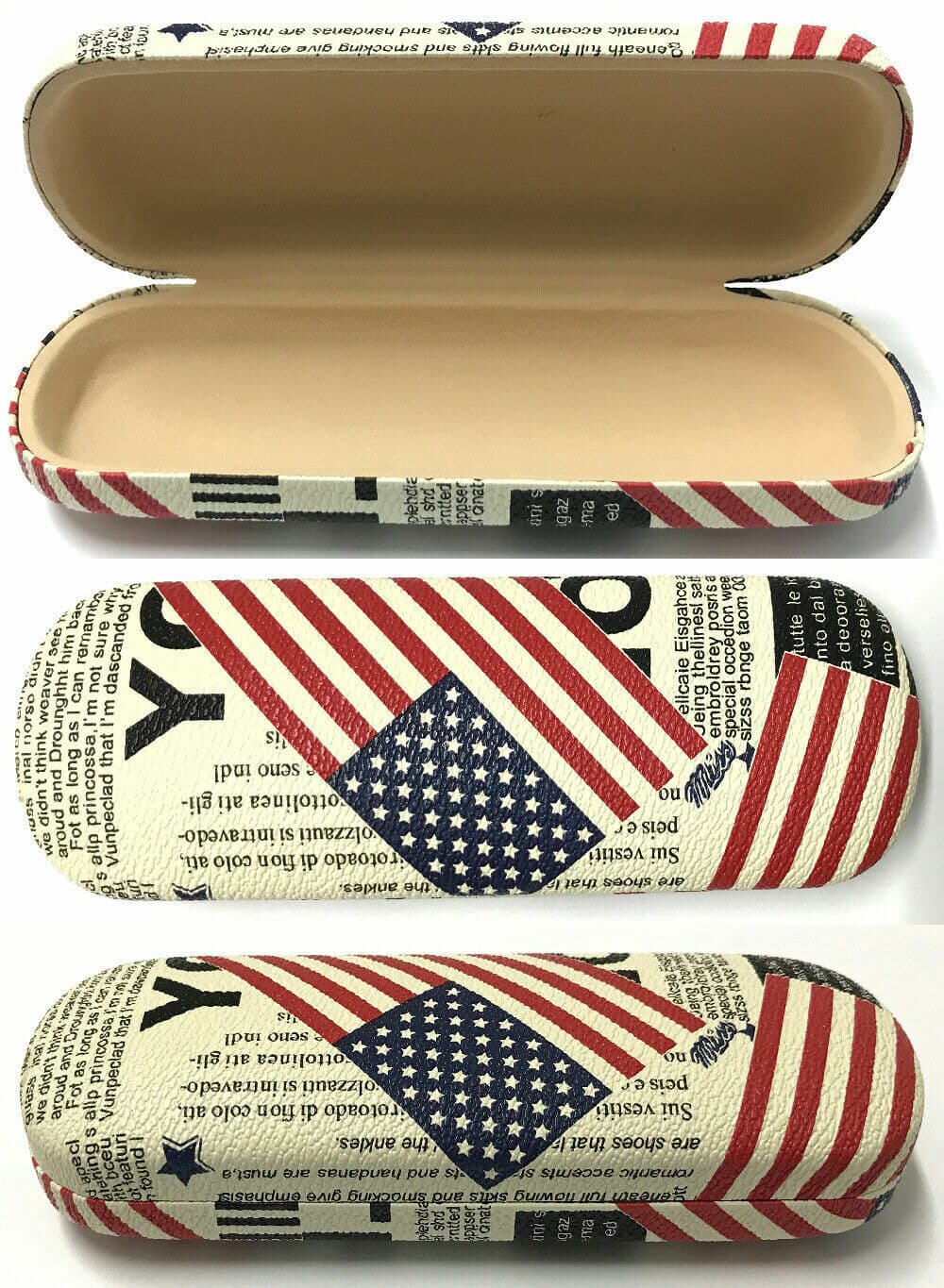 USA Flag Pattern/Magazine Newspaper Design Style/Reading Glasses Hard Case C31-1