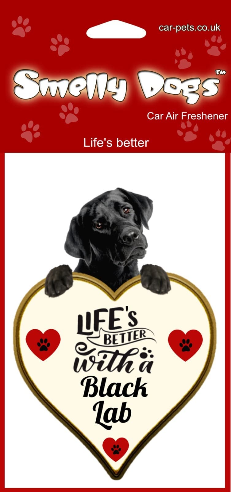 Labrador Black Lab Dog -  2 x Heart shaped 'Life's Better' car air fresheners