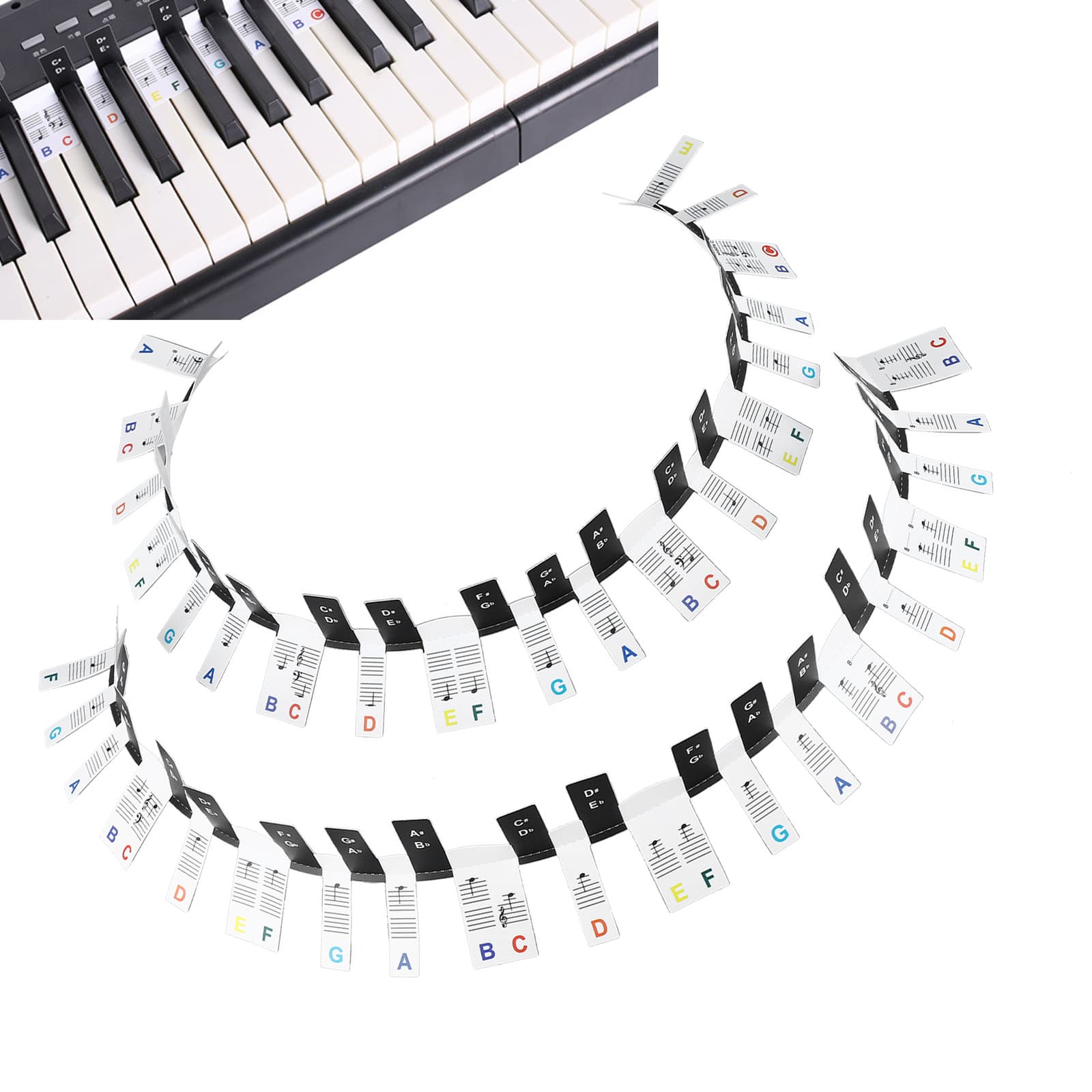 Removable 88 Key Piano Keyboard Note Labels Colorful Notes Guide Letters Sticker view 2