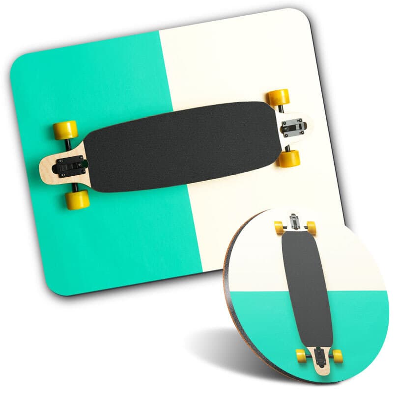 1 Mouse Mat and 1 Round Coaster Longboard Skateboarding Skate #63185
