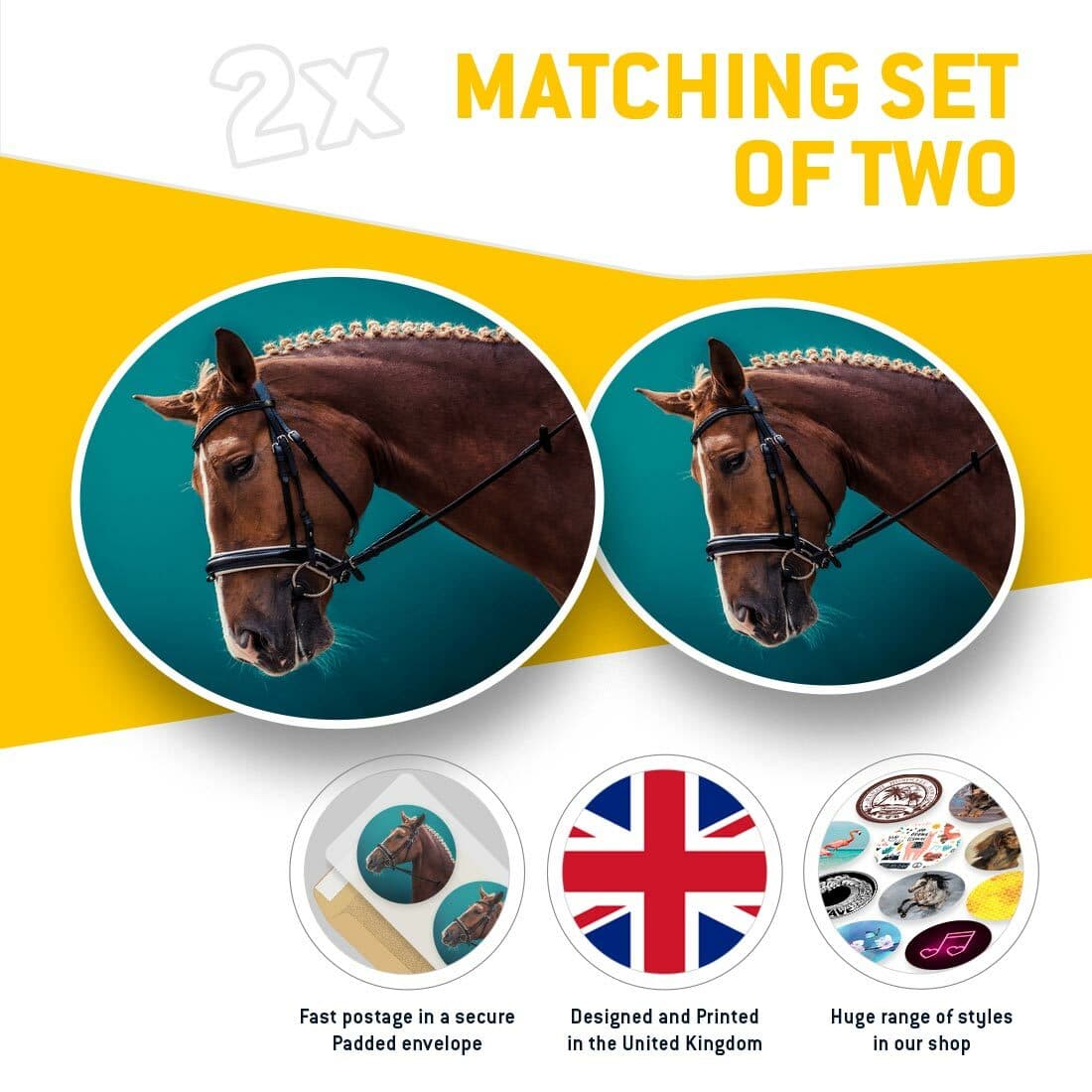 2 x Vinyl Stickers 30cm - Chestnut Dressage Stallion Horse  #44575 view 2