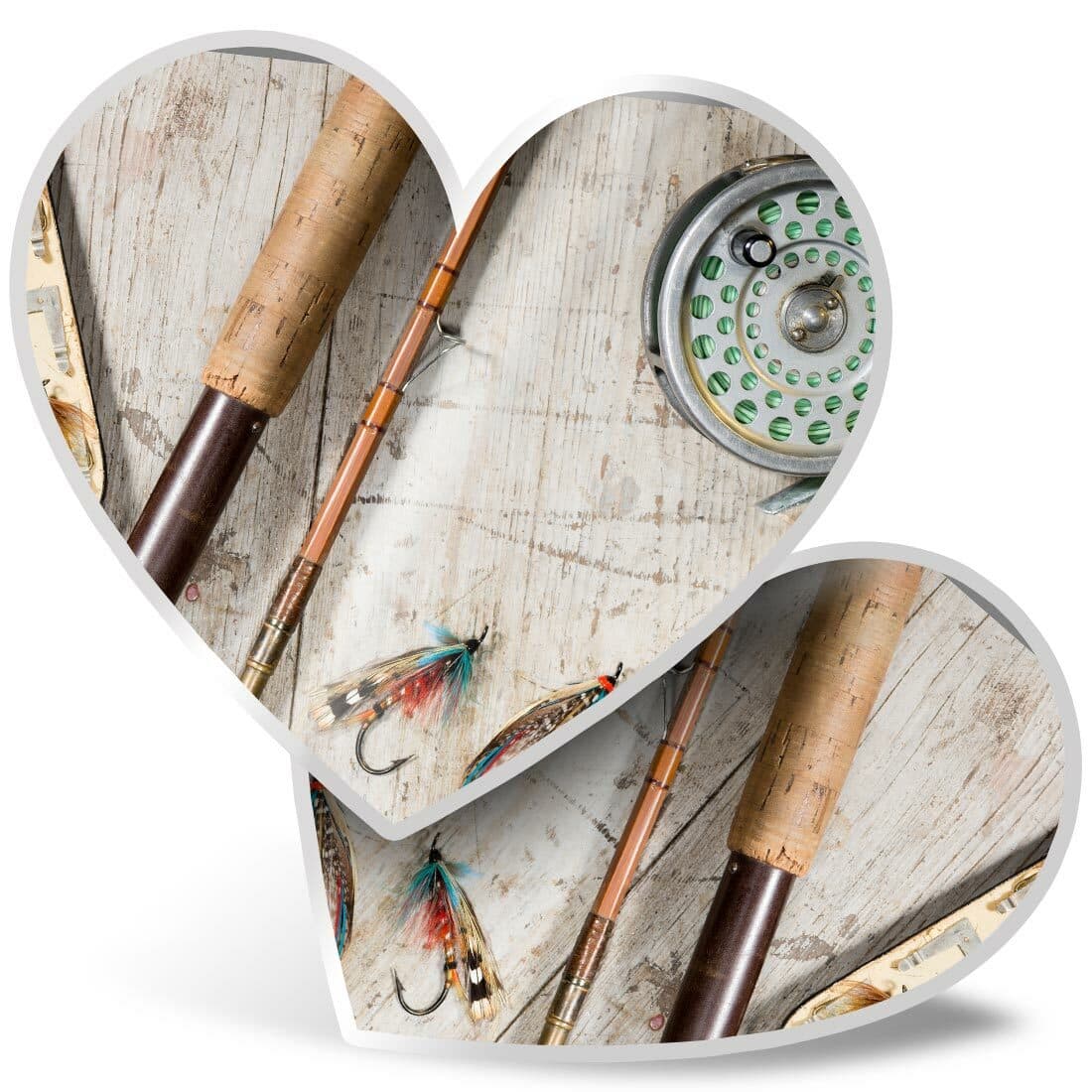 2 x Heart Stickers 10 cm - Fishing Tackle Trip Adventure #15688