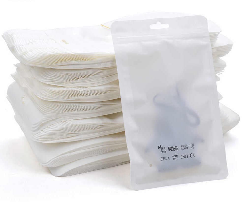 High quality white plastic ziplock product bags with display window 18cm x 12cm