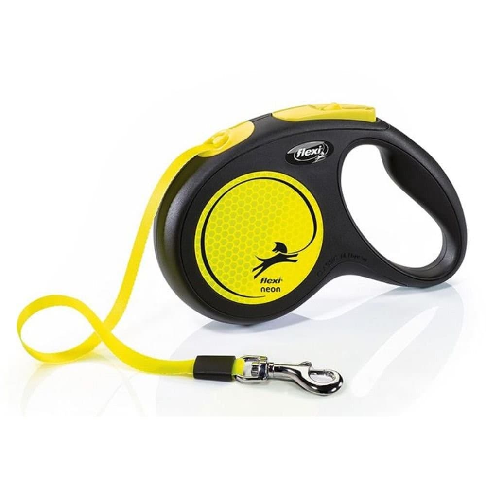 Flexi Neon Medium 5m Dog Lead - Yellow