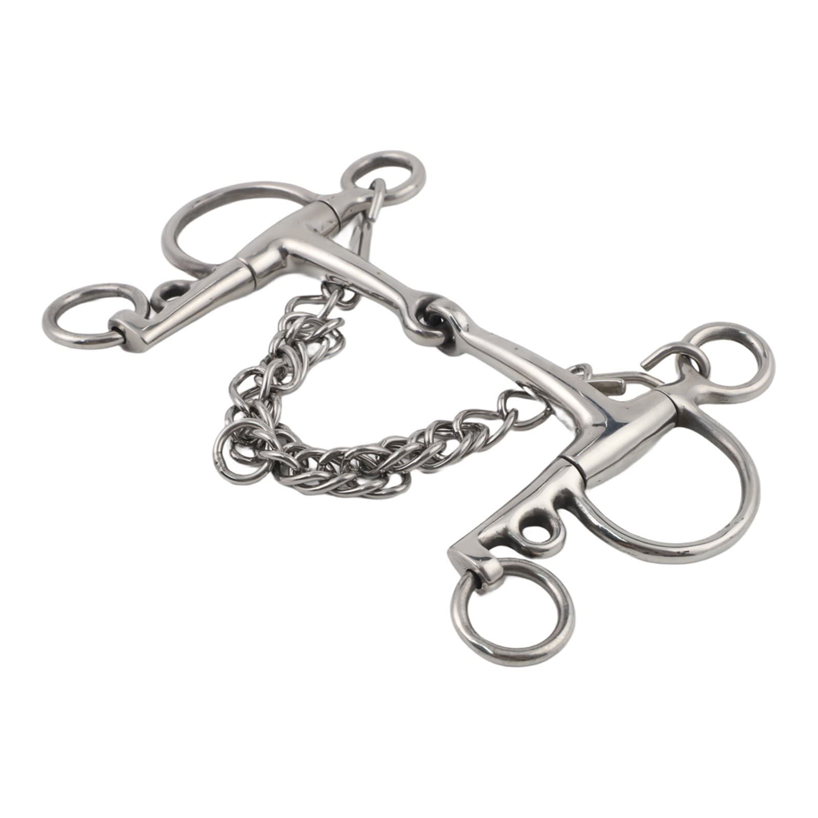 12 5cm Stainless Steel Horse Bit Snaffle with Chains for Equestrian Control