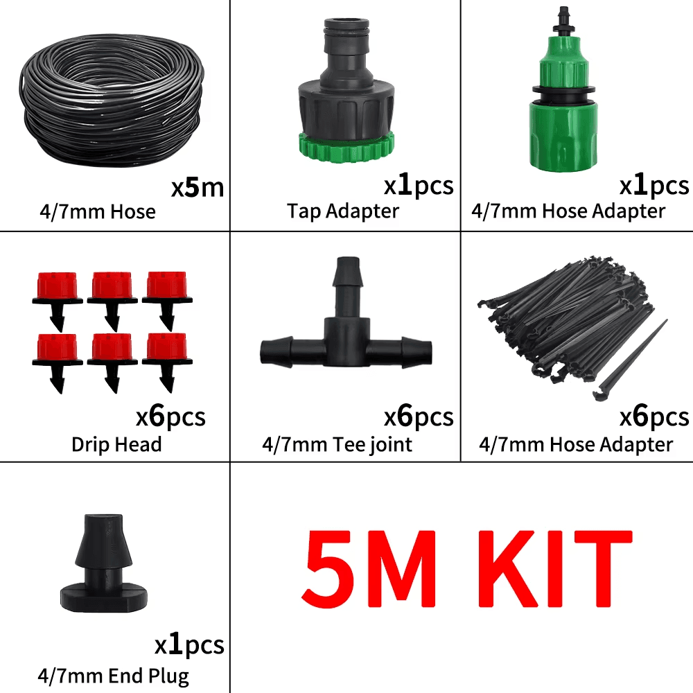 Micro Drip Irrigation System Portable 20M Automatic Watering with Adjustable Dri