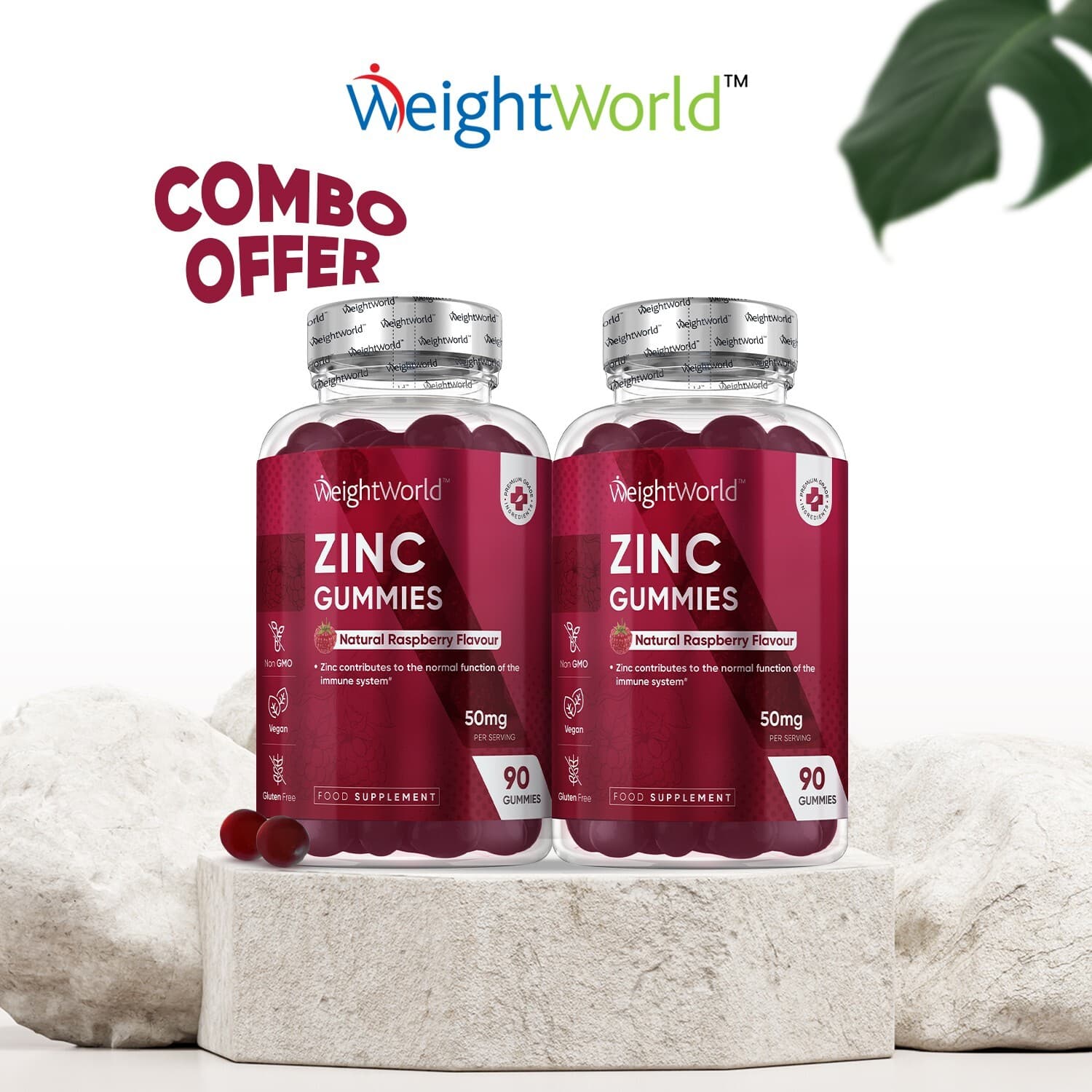 Zinc 180 Gummies 25mg for Hair| Skin| Nails| Immunity Support Combo Pack