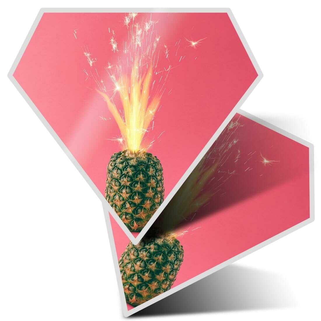 2 x Diamond Stickers 7.5 cm - Cool Sparkler Pineapple  #3845