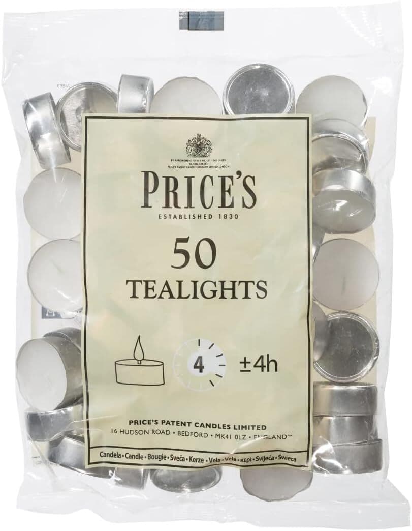 50 Tea Light Candles White Nightlight Wax Burn Long Hours Birthday Wedding Party