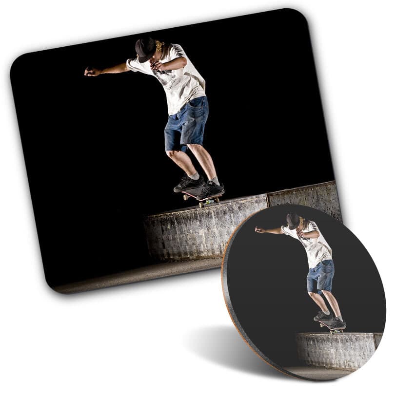 1 Mouse Mat and 1 Round Coaster Skateboard Trick Street Skating #52042