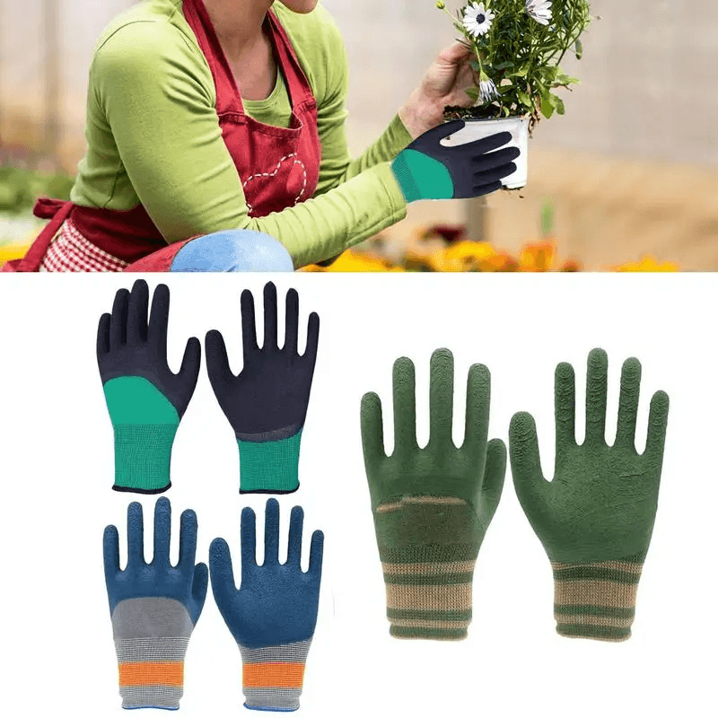 1Pair Gardening Gloves Latex Waterproof Horticultural Gloves Non-Slip Protective