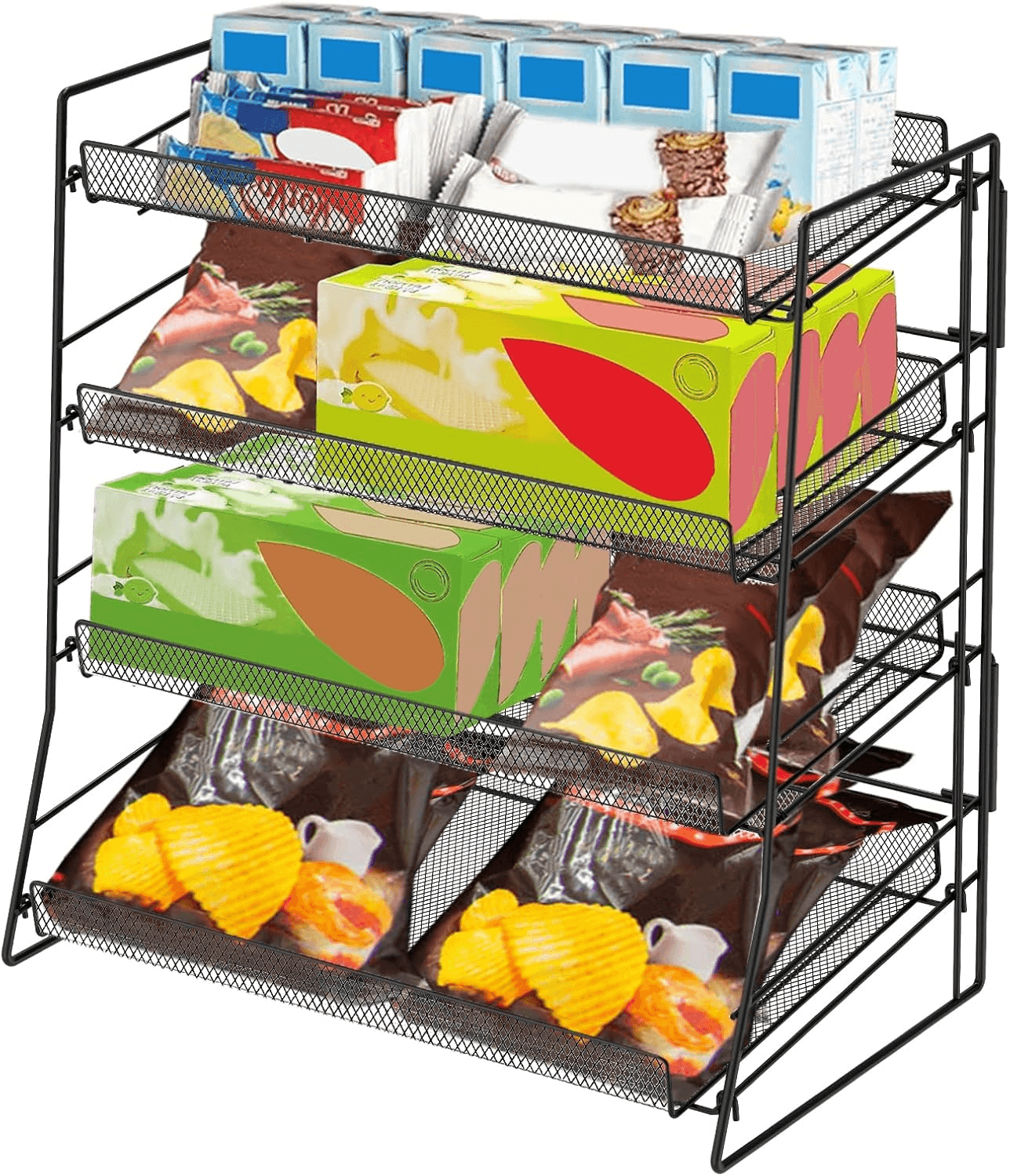 Candy Display Rack| 4 Tier Carbon Steel Snack Shelf Organizer for Counter| Meta