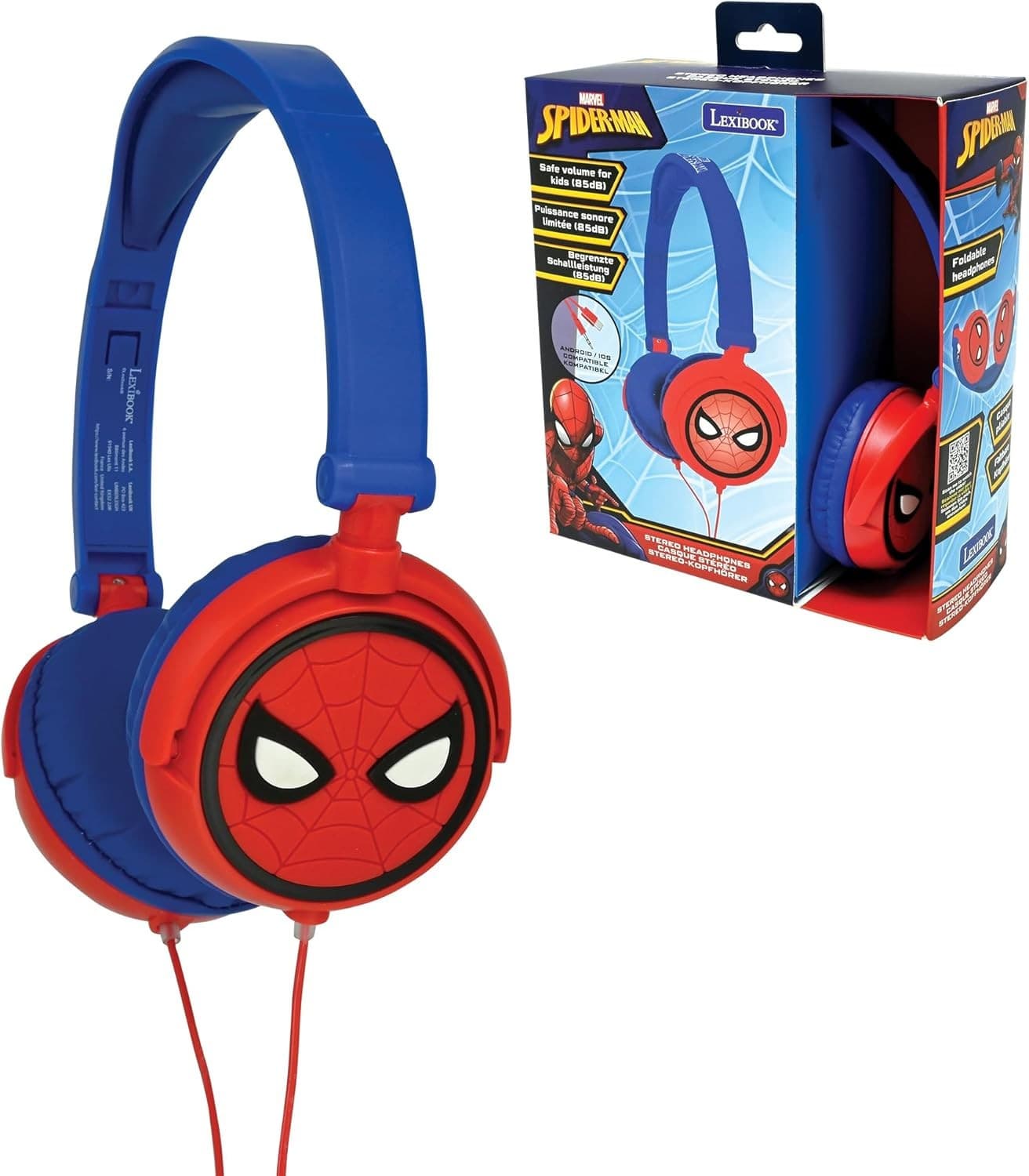 Lexibook Spider-Man Foldable Stereo Headphones with Volume Limiter -HP010SP