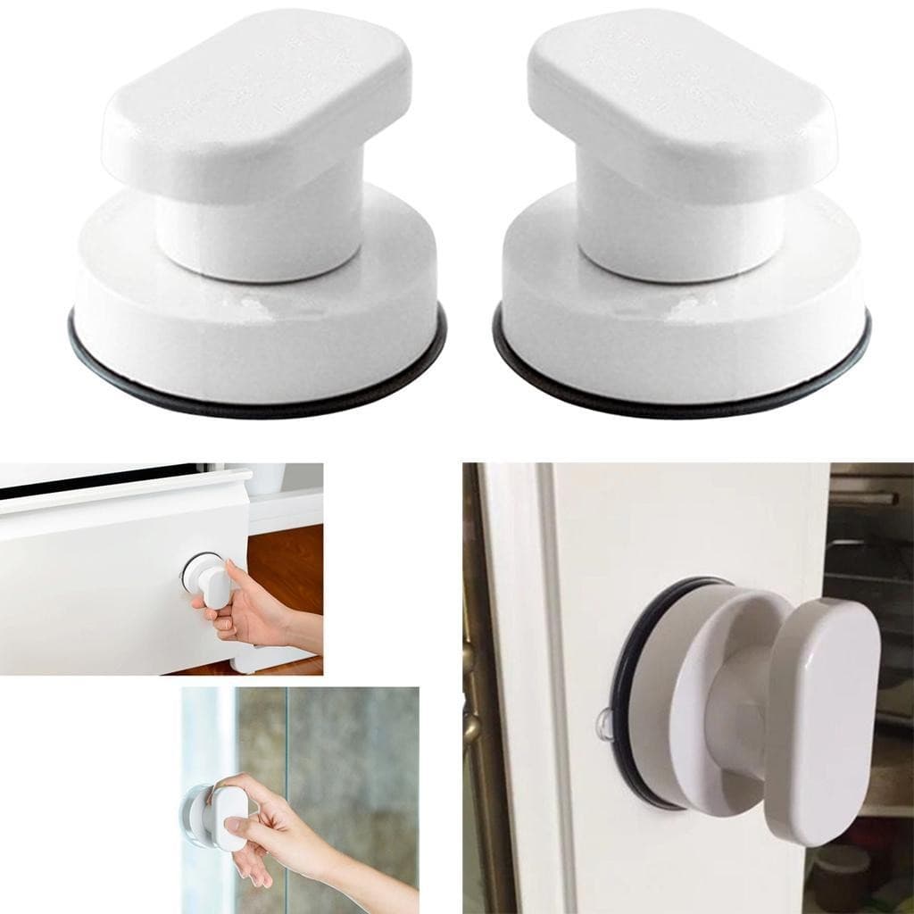 2PCS Home Hotel Bathroom Shower Toilet Suction Glass Door Pull Knob Handle