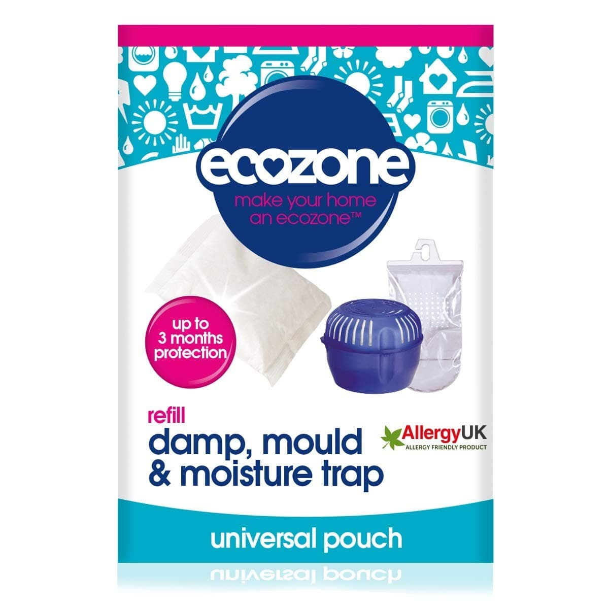 EcoZone Dehumidifier Refill Pouch| Damp| Mould and Moisture Absorber for White