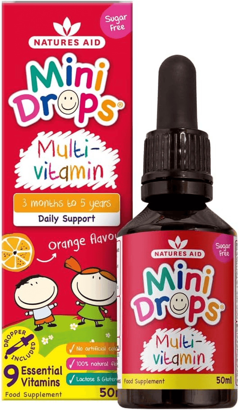 Natures Aid Mini Drops Multivitamin Infants Children Sugar Free 50ml Fast Delive